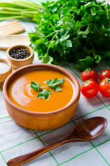 Tomato soup prepared in traditional italian style