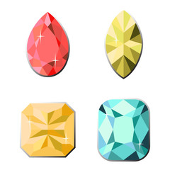 Set of diamonds of different cut shapes