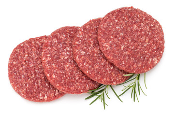 Raw fresh hamburger meat isolated on white.