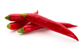 Red chilli pepper isolated on a white background.