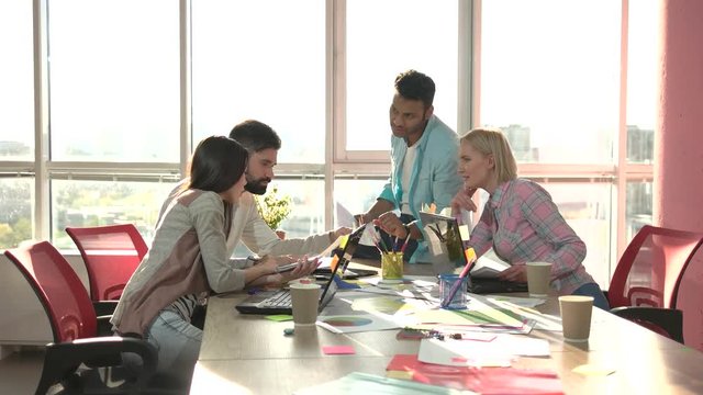 Talanted people creating concept of a startup. Creative agency project concept development.