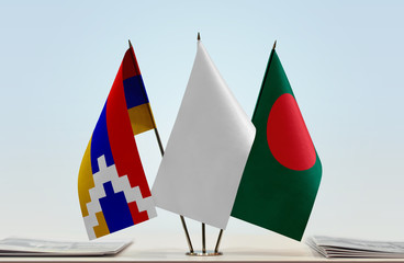  Flags of Nagorno-Karabakh and Bangladesh with a white flag in the middle