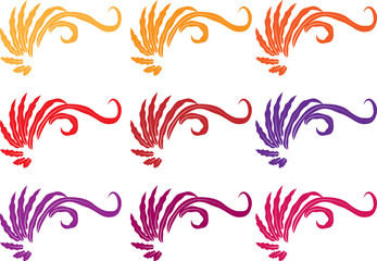 Calligraphic decorative elements with lines