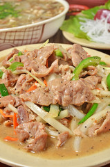 Venison and vegetables stir fried