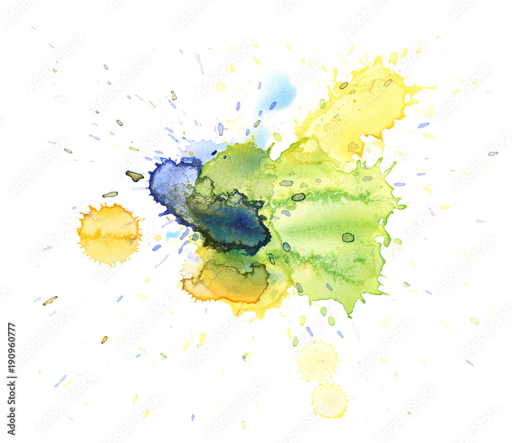 Wall mural watercolor drop stain isolated