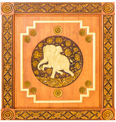 Traditional Thai style wood carving elephant of 12 Zodiac