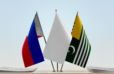 Flags of Philippines and Azad Jammu and Kashmir with a white flag in the middle