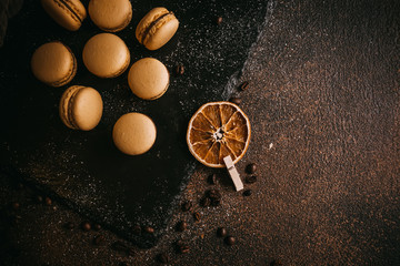 macaroons with chocolate, salted caramel and cinnamon
