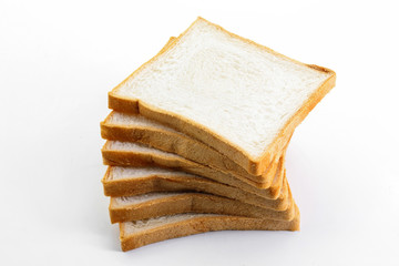 sliced bread on white background
