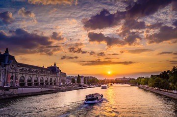 Sunset over Orsay Museum - obrazy, fototapety, plakaty