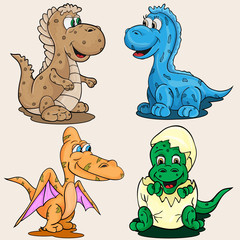Naklejka premium illustration depicting little babies of different dinosaur childrens picture