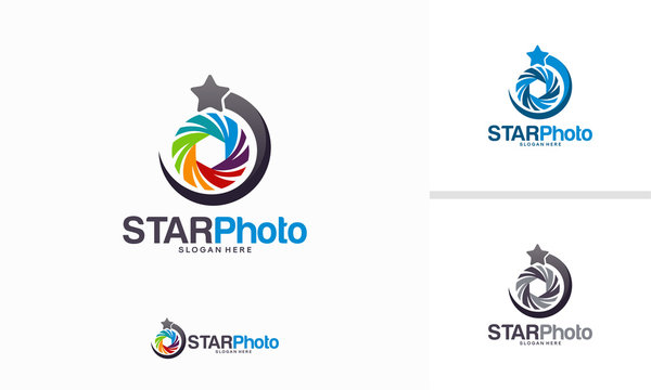 Star Photography logo design concept, Lens Star logo template vector