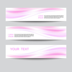 Obraz na płótnie Canvas Set of banners. Pink gentle waves on a white background.