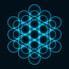 Flower of Life. Sacred Geometry. Symbol of Harmony and Balance. Vector