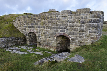 A pair or olf lime kilns which are disused but have been maintained on Halkyn  mountain in north Wales