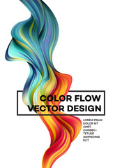 Modern colorful flow poster. Wave Liquid shape in white color background. Art design for your design project. Vector illustration