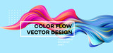 Modern colorful flow poster. Wave Liquid shape in blue color background. Art design for your design project. Vector illustration