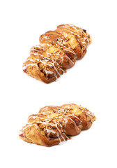 Sweet cinnamon pastry bun isolated