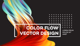 Modern colorful flow poster. Wave Liquid shape in black color background. Art design for your design project. Vector illustration