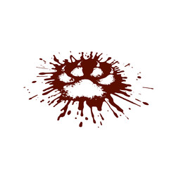 imprint of the predator's paw in perspective among mud splashes.