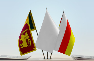 Flags of Sri Lanka and South Ossetia with a white flag in the middle