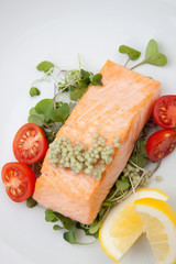 Fried Salmon With Wasabi Caviar