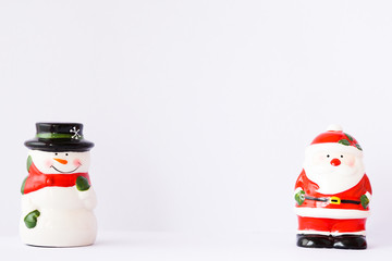 Santa Claus and Snowman.Copy space for text.
