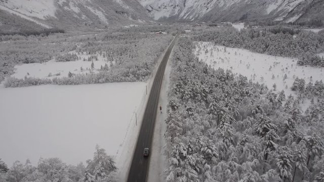 Winter Road seen from drone