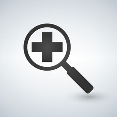 Fototapeta premium Illustration of an isolated magnifier icon with a pharmacy sign.