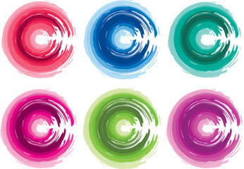 circle brush print icon set