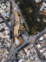 Drone view of busy city