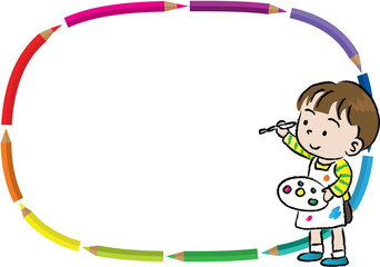 cartoon kids with blank border