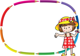 cartoon kids with blank border