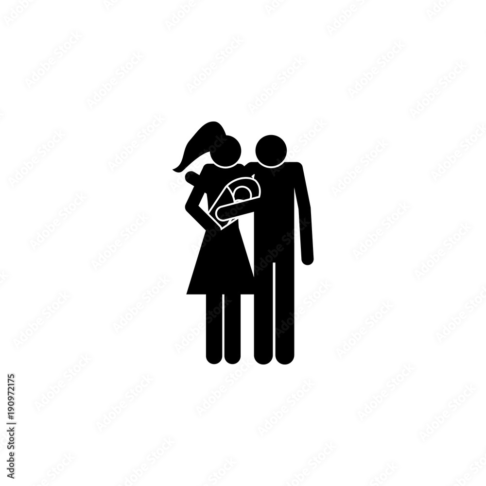 Poster couple with a baby icon. element of a happy family icon. premium quality graphic design icon. signs 