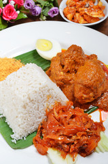 Malaysian rice dish, chicken curry rice