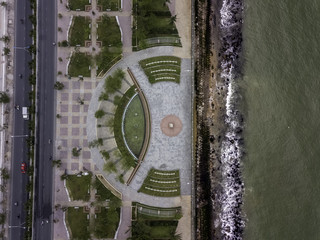 drone view of promenade by the ocean