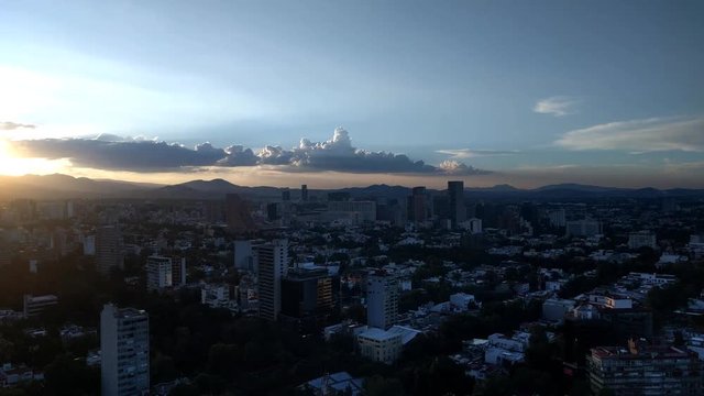 Aerial of Sunset in Mexico City's Polanco neighborhood.