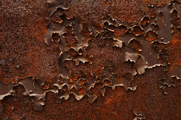 The background of the rusty metal hole peeling paint