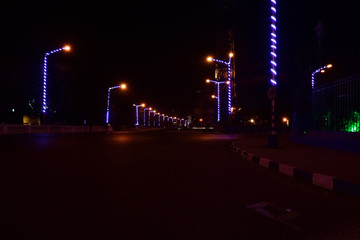 Car Light trails on a city street in a night