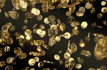 Coins Falling, 3d rendering