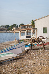 Old towing machine for fishing boats