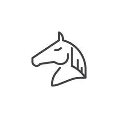 Horse head line icon, outline vector sign, linear style pictogram isolated on white. Symbol, logo illustration. Editable stroke