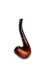 A smoking pipe is isolated on a white background. There is a way