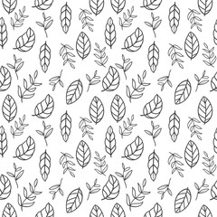 colorful abstract leaf doodle seamless pattern