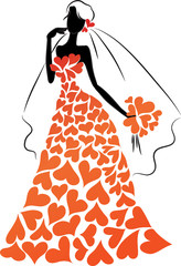 bride and heart shape design