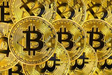 Golden Bitcoin, new virtual money.Coin pile