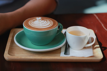 Hot Coffee latte with tulip foam style.