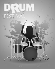 Poster Template drum festival with Effect. Concert, Party. Vector illustration