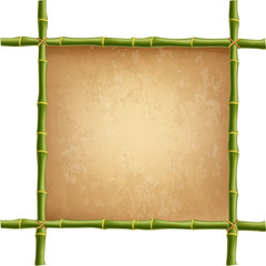 Bamboo design blank mockup template. Rope, paper, canvas