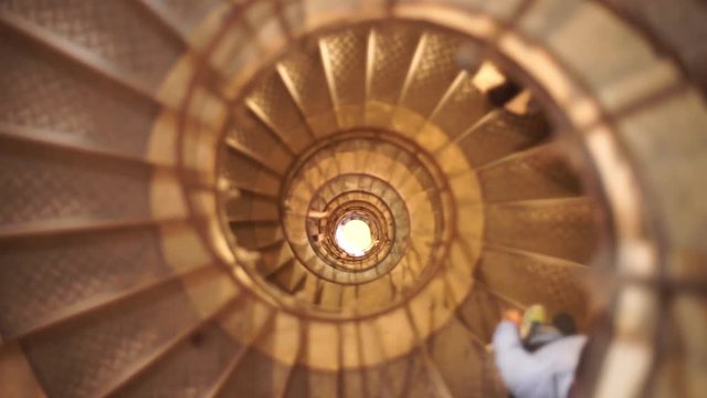 Spiral stairway inside the Arc de Triomphe in Paris, France